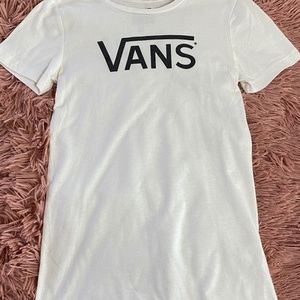 Women's XS Vans Logo White Fitted Tee